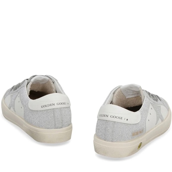 GOLDEN GOOSE May Superstar Silver Glitter Leather Sneakers BRAND NEW - Picture 10 of 15